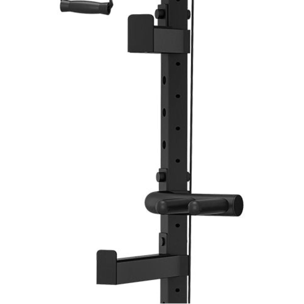 Versatile cable machine for strength training with adjustable pulleys